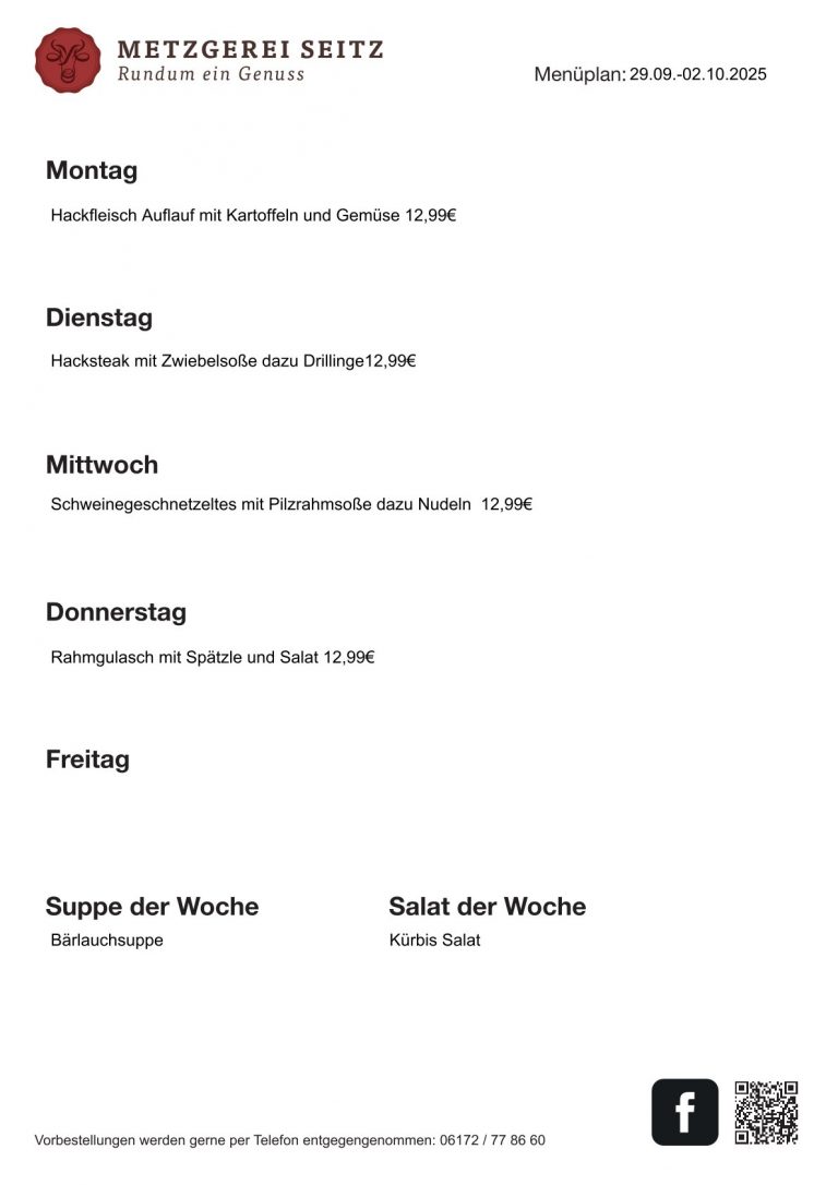 WOchenkarte 29.09.-02.10.2025