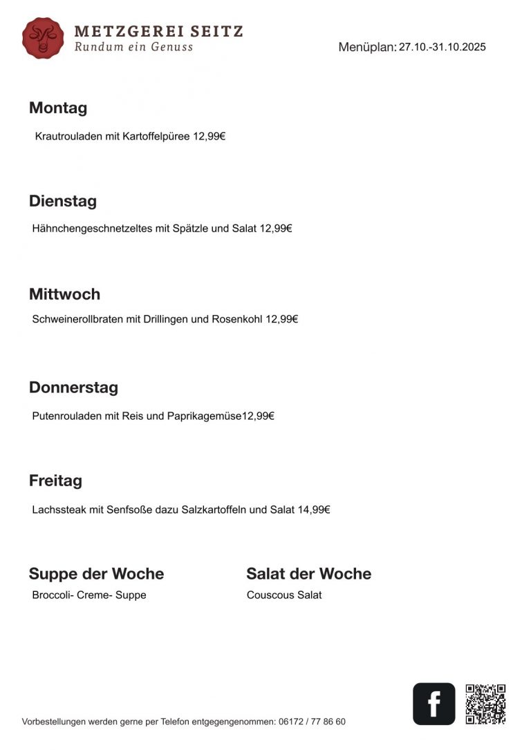 Wochenkarte 27.10.-31.10.2025