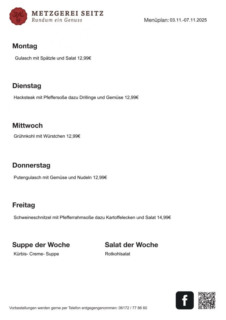 Wochenkarte 03.11.-07.11.2025