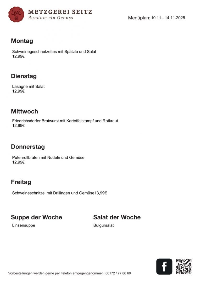 Wochenkarte 10.11.-14.11.2025