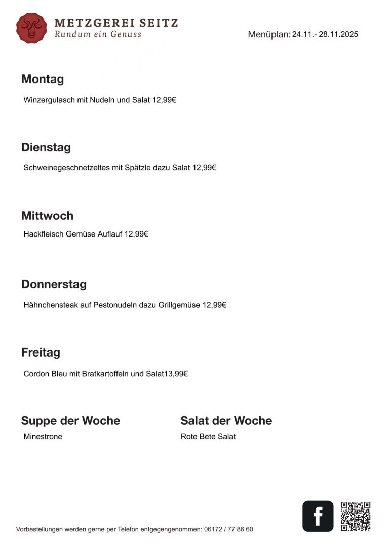 Wochenkarte 24.11.- 28.11.2025