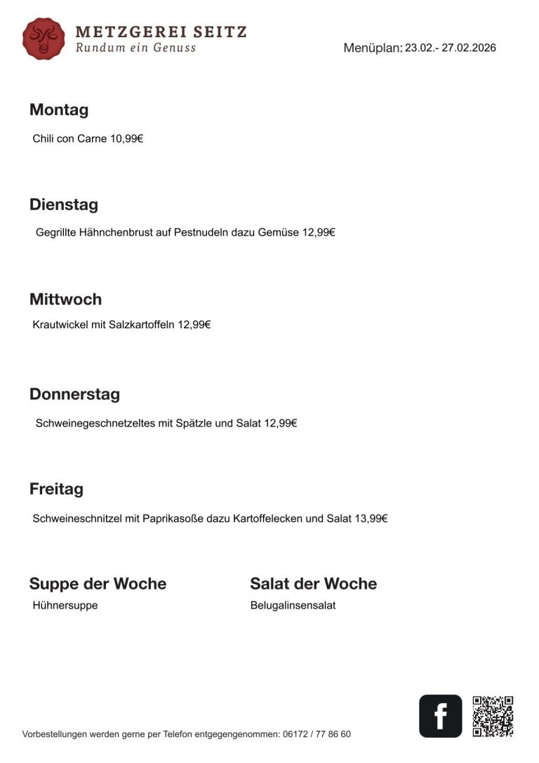 WOchenkarte 23.02.- 28.02.2026