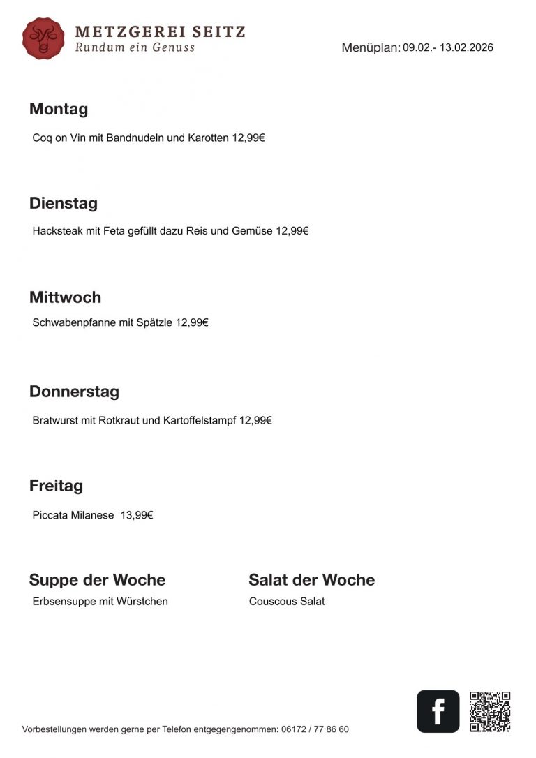 WOchenkarte 09.02.-13.02.2026