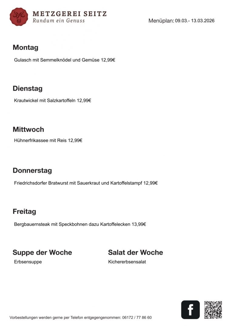 Wochenkarte 09.03.- 14.03.2026