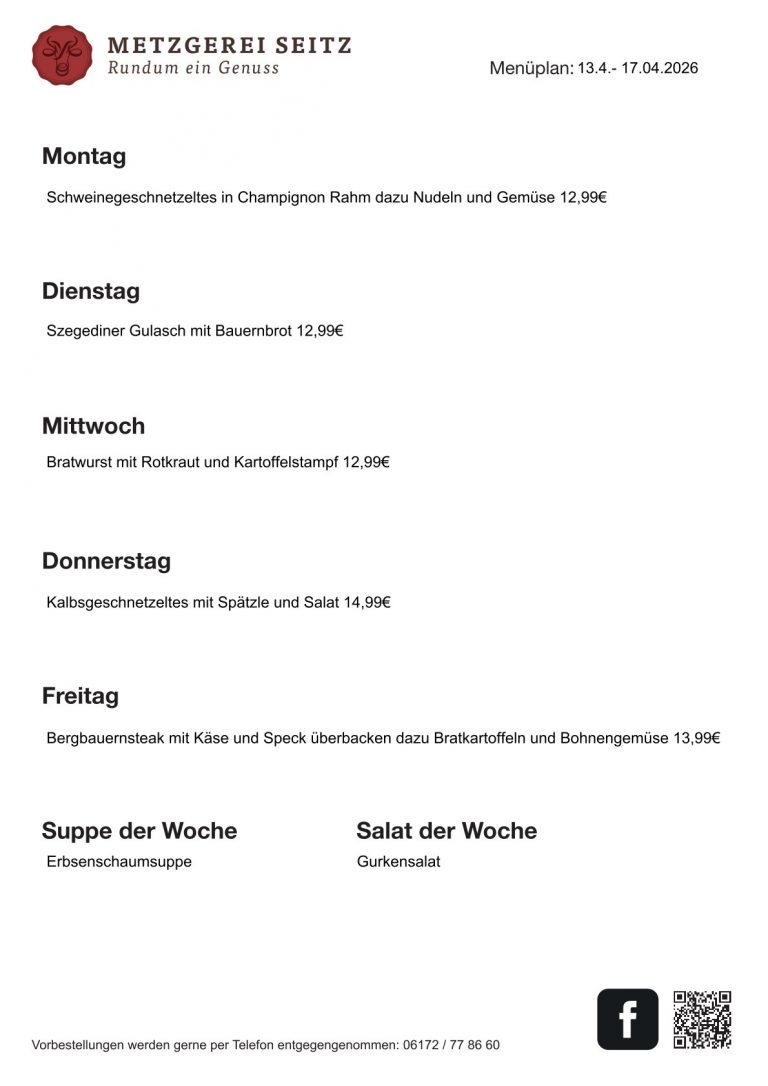 Wochenkarte 13.04.-17.04.2026