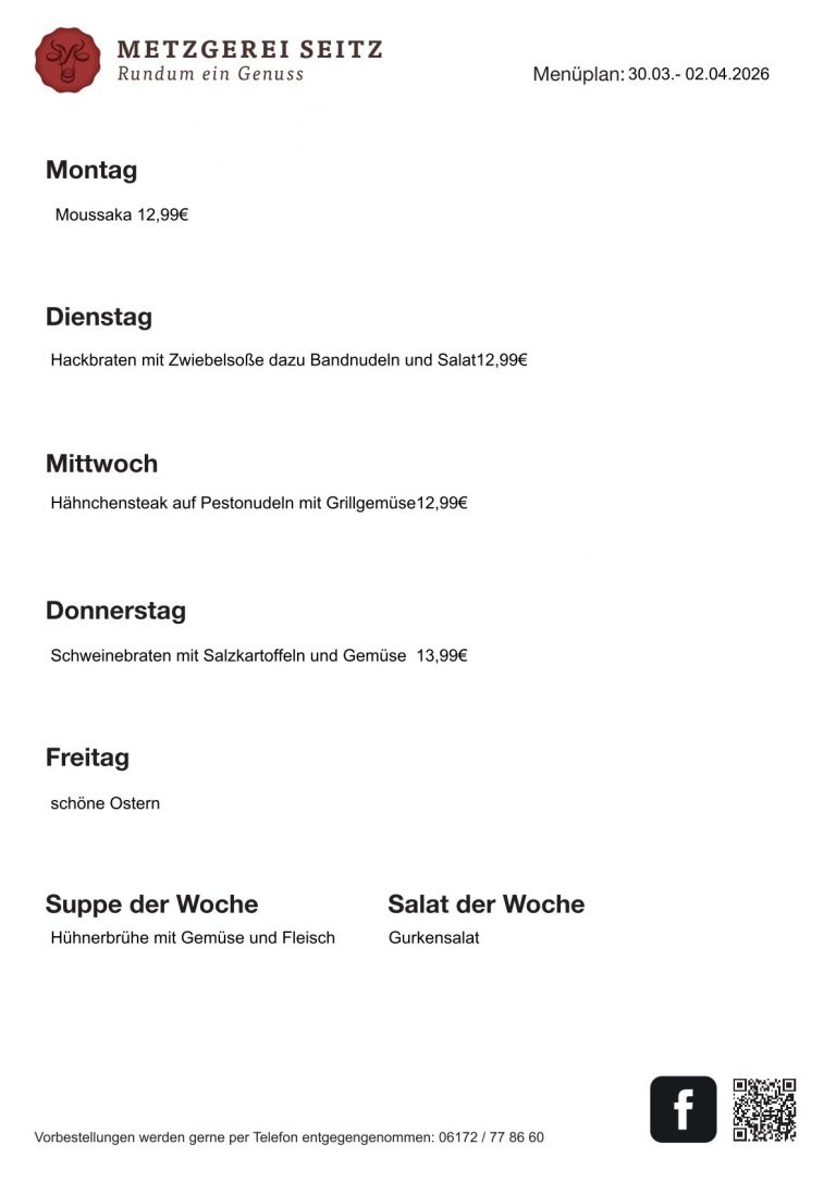 Wochenkarte 30.03.-04.04.2026