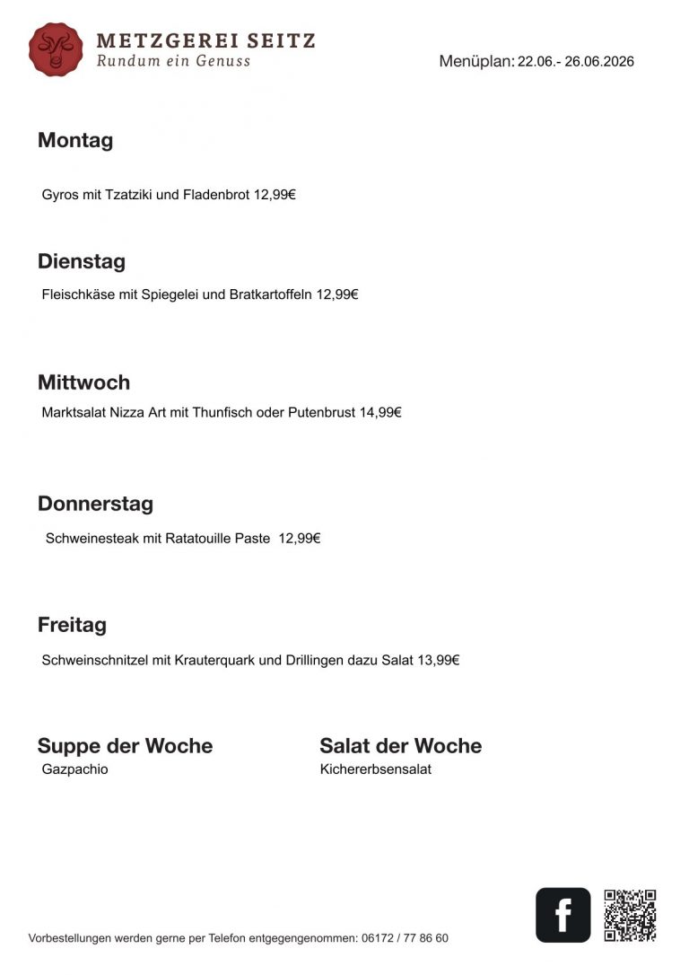 Wochenkarte 22.06.-25.06.2026