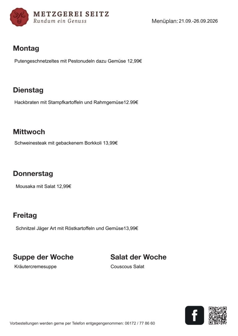 WOchenkarte 21.09.- 26.09.2026